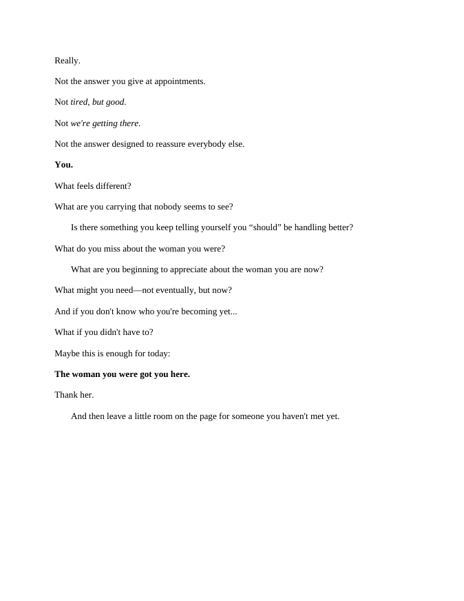A sample reflection page with personal questions